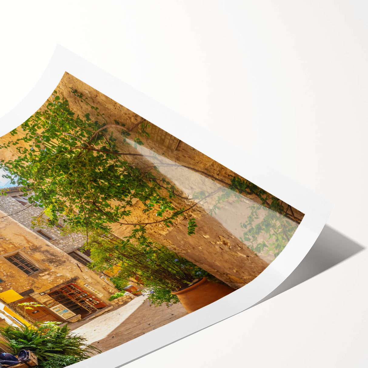Vibrant rolled print of a contemporary landscape street design, showcasing colorful urban elements and textures, ideal for modern home decor and wall art collections.