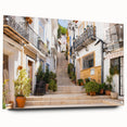 Acrylic wall art design showcasing a vibrant street landscape with intricate details, displayed in a side view and accented with decorative pins. Perfect for modern home decor.