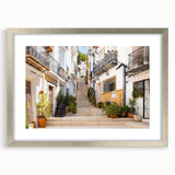 Framed wall art from the Landscapes Streets Design collection, showcasing a silver mat and intricate detailing, ideal for enhancing modern home decor.