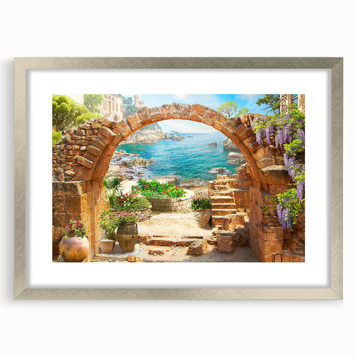 Framed wall art from the Landscapes & Streets collection, showcasing a silver mat and elegant design, perfect for modern home decor and interior styling.