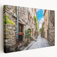 Stretched canvas wall art featuring a vibrant street landscape design with rich colors and intricate details, perfect for modern home decor.