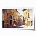 Rolled print showcasing an abstract street landscape design in vibrant colors, ideal for modern home decor. Packaged in a protective tube for safe delivery.