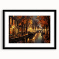 Stylish black frame showcasing a modern landscape street design wall art print with a white mat, perfect for enhancing home decor aesthetics.