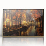Framed acrylic wall art featuring a modern landscape design with golden accents, showcasing vibrant colors and intricate details, perfect for home decor.