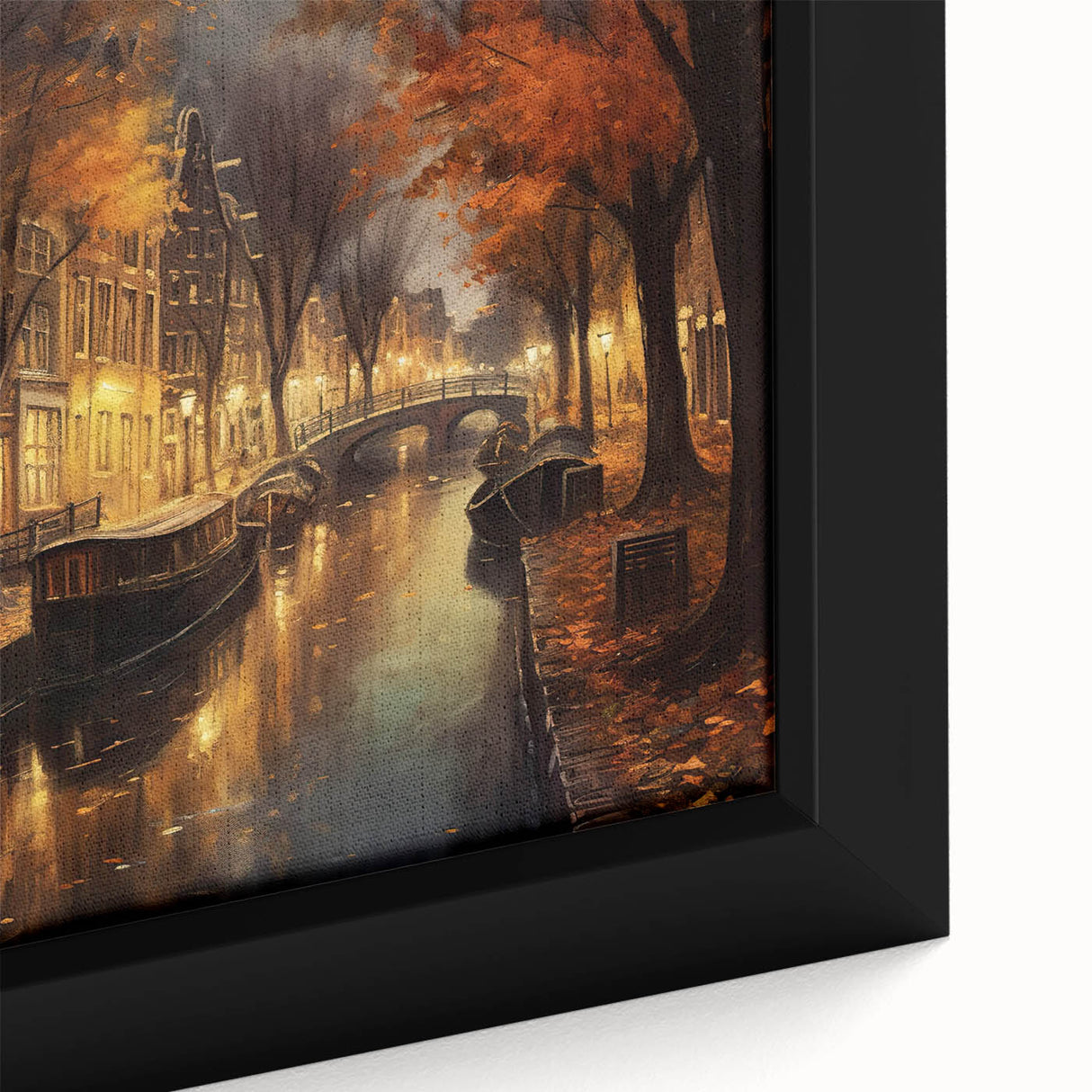Framed canvas wall art showcasing a vibrant landscape design, featuring lush greenery and a serene street view, perfect for enhancing home decor.
