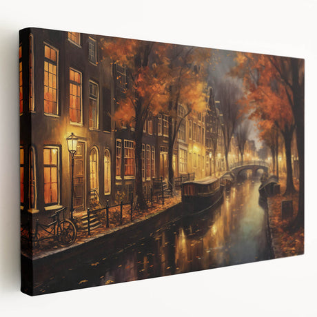 Stretched canvas wall art showcasing a vibrant, abstract landscape design with bold colors and dynamic shapes, ideal for modern home decor or artistic spaces.