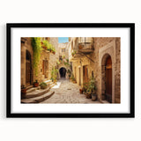 Framed wall art collection featuring a modern landscape design with a black mat, showcasing vibrant colors and intricate details, ideal for home decor.