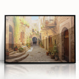 Framed acrylic wall art showcasing a modern street landscape design in black, ideal for contemporary home decor. The artwork features intricate details and vibrant colors, perfect for adding a stylish touch to any room.