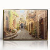 Framed acrylic wall art featuring a vibrant cityscape design with gold accents, perfect for modern decor. Ideal for enhancing living spaces with urban elegance.