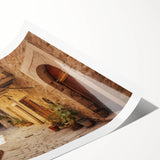 Rolled print of a vibrant urban landscape design, showcasing colorful streets and architectural details, ideal for modern home decor and art enthusiasts.