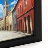 Framed canvas close-up of a vibrant landscape street design, showcasing intricate details and rich colors, perfect for modern home decor and art enthusiasts.