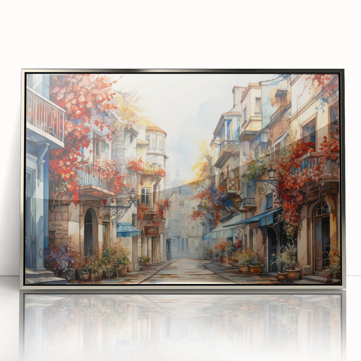 Framed wall art collection showcasing a vibrant landscape design with a silver-acrylic front, ideal for enhancing modern home decor. The elegant framing adds a sophisticated touch, making it a perfect addition to living spaces or offices.