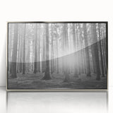 Framed acrylic wall art showcasing a serene landscape with vibrant trees, designed in a modern style, accented by a sleek silver frame for an elegant touch.