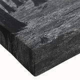 Close-up of a stretched canvas wall art piece depicting a vibrant landscape with lush green trees, perfect for enhancing home decor in nature-themed interiors.