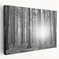 Stretched canvas wall art featuring a serene landscape with vibrant trees and foliage in rich green tones, ideal for home decor and natural ambiance.