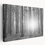 Stretched canvas wall art featuring a serene landscape with vibrant trees and foliage in rich green tones, ideal for home decor and natural ambiance.