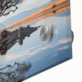 Close-up of a vibrant acrylic glass wall art piece showcasing a detailed landscape with lush green trees, ideal for modern home decor. Perfect addition to elevate any living space.