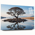 Acrylic glass wall art featuring a vibrant landscape design of trees, mounted with decorative pins for a modern aesthetic. Ideal for nature-themed decor in homes or offices.