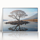 Framed wall art featuring a vibrant landscape design with stylized trees, displayed in a sleek white frame, perfect for enhancing home decor and adding a nature-inspired touch. Ideal for art enthusiasts seeking modern aesthetic accents.