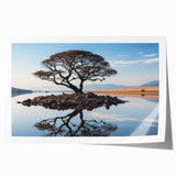 Vibrant rolled print of a serene landscape showcasing lush green trees and a tranquil sky, designed for wall art decor, perfect for nature lovers.