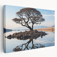 Stretched canvas wall art depicting a serene landscape with vibrant green trees and a tranquil blue sky, perfect for enhancing home decor and creating a calming atmosphere.