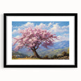 Framed wall art showcasing a vibrant tree landscape design with a black mat, perfect for enhancing modern home decor. Ideal for nature lovers seeking artistic elegance.
