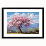 Framed wall art showcasing a vibrant tree landscape design with a black mat, perfect for enhancing modern home decor. Ideal for nature lovers seeking artistic elegance.
