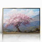 Framed acrylic wall art showcasing a contemporary landscape design with vibrant trees and a gold border, perfect for modern home decor.