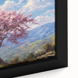 Framed canvas wall art showcasing a vibrant close-up of a lush green landscape with trees, perfect for adding a serene touch to home decor.