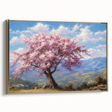 Framed canvas wall art showcasing a vibrant landscape design with trees in a gold frame, perfect for enhancing modern decor with nature-inspired elegance.