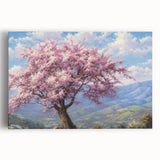 Stretched canvas wall art showcasing a vibrant landscape design featuring tall trees, rich green foliage, and a serene blue sky, perfect for enhancing home decor.