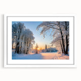Framed wall art collection showcasing a serene landscape with trees, set in a white mat and frame, ideal for enhancing home decor with natural elegance.