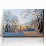 Framed acrylic wall art collection showcasing a vibrant landscape design with trees, featuring a luxurious gold frame, perfect for modern home decor.