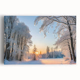 Stretched canvas artwork depicting a serene landscape with vibrant trees, ideal for home decor. Perfect for adding a touch of nature to any space.