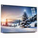 Acrylic wall art collection showcasing a vibrant landscape design featuring lush green trees, displayed in a side view with pins for mounting, perfect for home décor.