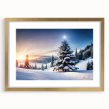 Framed wall art featuring a serene landscape design with trees, set in a gold frame with a white mat, perfect for adding elegance to home decor. Ideal for nature enthusiasts.