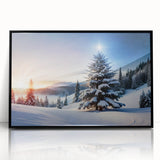 Framed acrylic wall art showcasing a serene landscape with trees, featuring a sleek black frame, perfect for home decor and enhancing interior aesthetics.