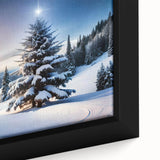 Framed canvas wall art depicting a vibrant landscape with lush green trees and a serene atmosphere, perfect for enhancing home decor and bringing nature indoors.