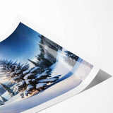 Vibrant rolled print of a tranquil tree landscape, showcasing rich green foliage and a serene blue sky, ideal for enhancing home decor with nature-inspired art.