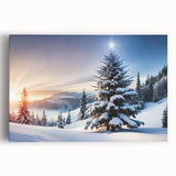 Stretched canvas wall art showcasing a vibrant landscape design with lush green trees and a serene blue sky, perfect for enhancing home decor and adding a touch of nature.