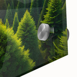 Close-up of a vibrant acrylic glass wall art piece showcasing a serene landscape with lush trees and soft colors, ideal for modern home decor. Perfect for nature lovers seeking tranquility.