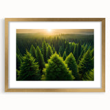 Framed wall art showcasing a serene landscape with vibrant trees and a gold mat, perfect for adding elegance to home décor. Ideal for nature lovers and art enthusiasts.