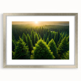 Framed wall art featuring a serene landscape with trees in a silver mat and frame, perfect for enhancing home decor with nature-inspired design elements.
