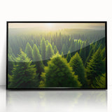 Framed acrylic wall art collection showcasing a serene landscape with trees, presented in a sleek black frame, ideal for modern home decor.