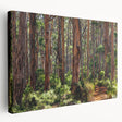 Stretched canvas wall art depicting a serene landscape with vibrant green trees and a calming blue sky, perfect for enhancing home decor and creating a tranquil atmosphere.
