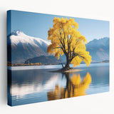 Stretched canvas wall art featuring a serene landscape with vibrant green trees and a calming blue sky, ideal for home decor and nature enthusiasts. Perfect for enhancing living spaces with a touch of tranquility and elegance.