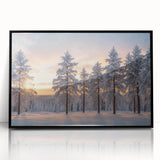 Framed wall art featuring a striking landscape design with vibrant trees, set in a sleek black frame, ideal for modern home decor. Perfect addition to any art collection.