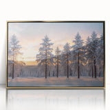 Framed acrylic wall art featuring a vibrant landscape design with lush green trees and golden accents, perfect for adding a touch of elegance to home decor.