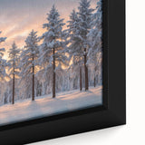 Framed canvas wall art featuring a close-up of vibrant green trees with intricate details, perfect for enhancing home decor and bringing nature indoors.