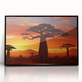 Framed acrylic wall art featuring a serene landscape with trees, presented in a sleek black frame. Ideal for modern home decor, adding a touch of nature-inspired elegance to any room.